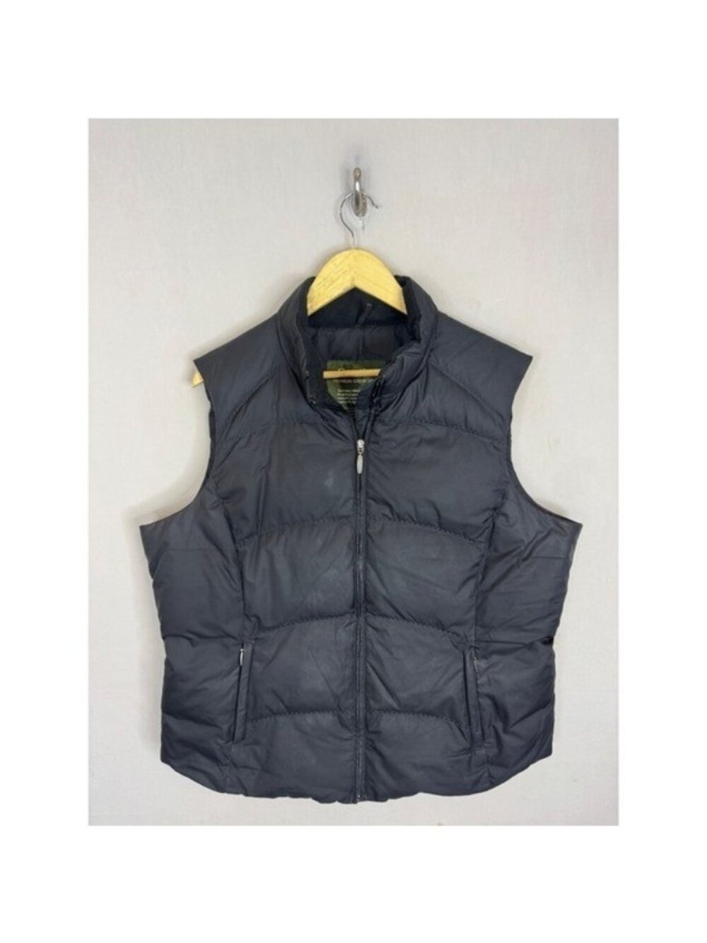 Eddie Bauer Premium Goose Down Puffer Vest Black Quilted Full Zip Womens XL